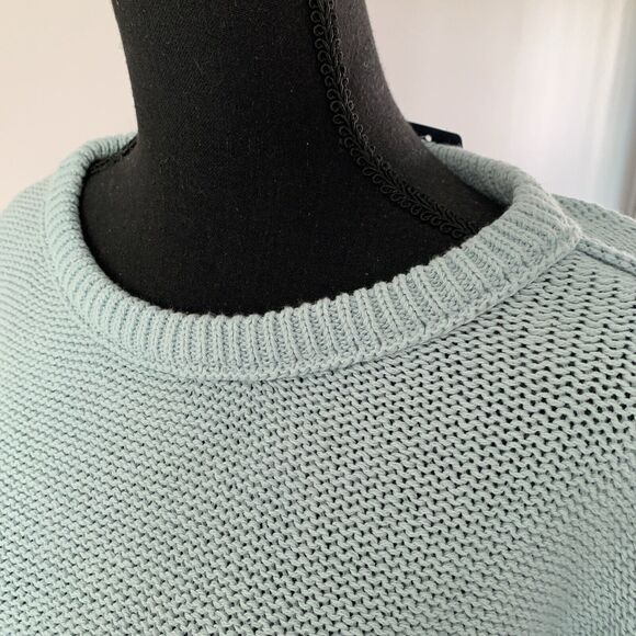 Lucky‎ Brand Waffle Knit Tunic Sweater Womens Large Blue Eyelet 100% Cotton boho - Picture 4 of 9